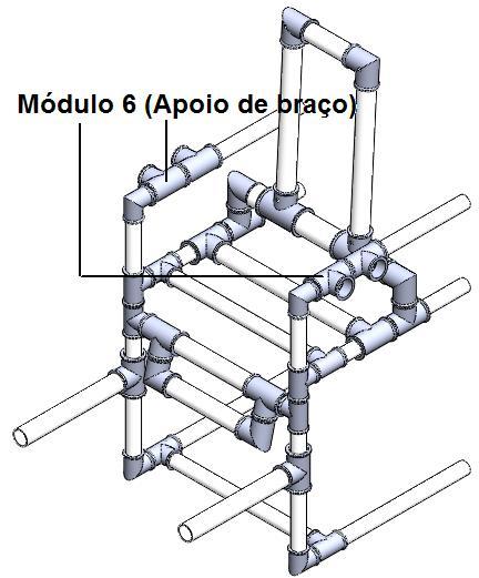 Montagem Final Passo 19 - Passo 20: Coloque o módulo 3 (Encosto) nos canos 376X32 mm do conjunto montado no passo 14, como mostrado na figura 47 (1