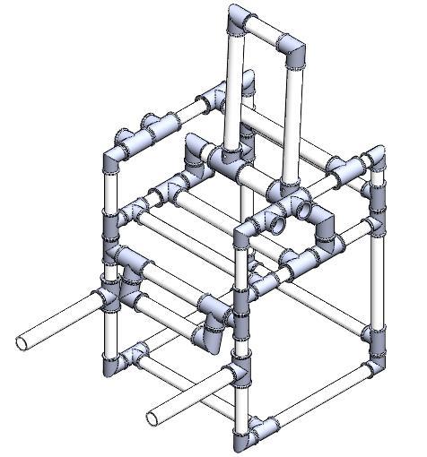 - Passo 22: Coloque o módulo 5 (Limitador do encosto) nos canos 454X32 mm do conjunto montado no passo 14, como mostrado na figura 49 (1 unidade); - Passo 23: Junte o conjunto montado no passo 19 com