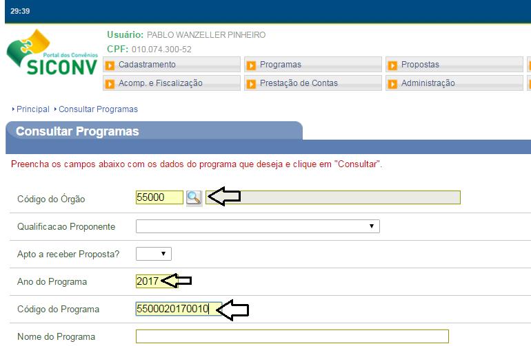 5500020170010 - ESTRUTURAÇÃO DA REDE DE SERVIÇOS DE PROTEÇÃO SOCIAL ESPECIAL - VOLUNTÁRIAS SISTEMA A SER UTILIZADO: SICONV; CÓDIGO DO ÓRGÃO: 55000; CÓDIGO DO PROGRAMA: 5500020170010; OBJETOS