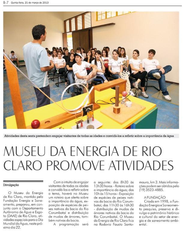 Assunto: Dia Mundial da Água Rio Claro Publicado