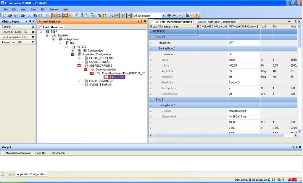 3. Parametrização do relé ABB RET 670 3.