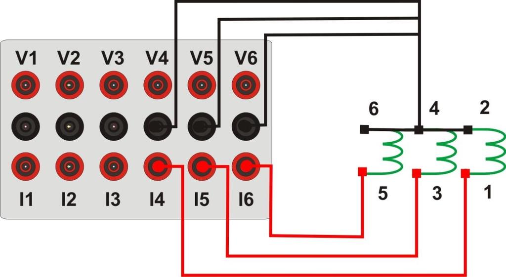 2 Bobinas de Corrente Para estabelecer a conexão das bobinas de corrente, ligue os canais I4, I5 e I6 com os pinos 1, 3 e 5 do terminal X401 do relé e os