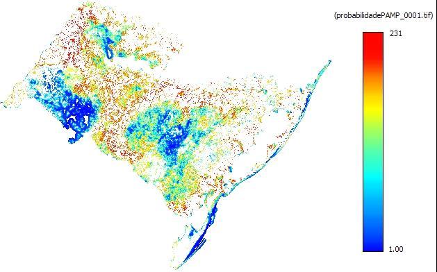 Mapa 26: Probabilidade de desmatamento no Pampa Fonte: Elaboração própria