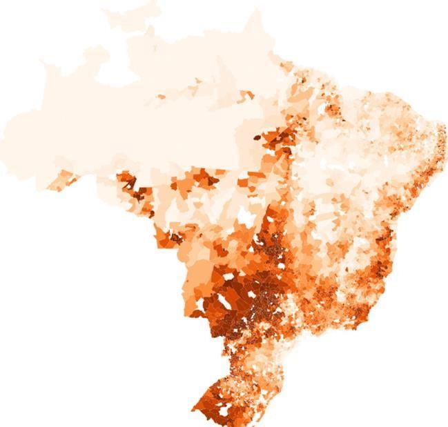 Mapa 36: Emissão de Metano (CH4) pela fermentação entérica pela área do município (ano 2000) Fonte: Elaboração própria Mapa 37: Emissão de Metano (CH4) pela fermentação entérica pela área do