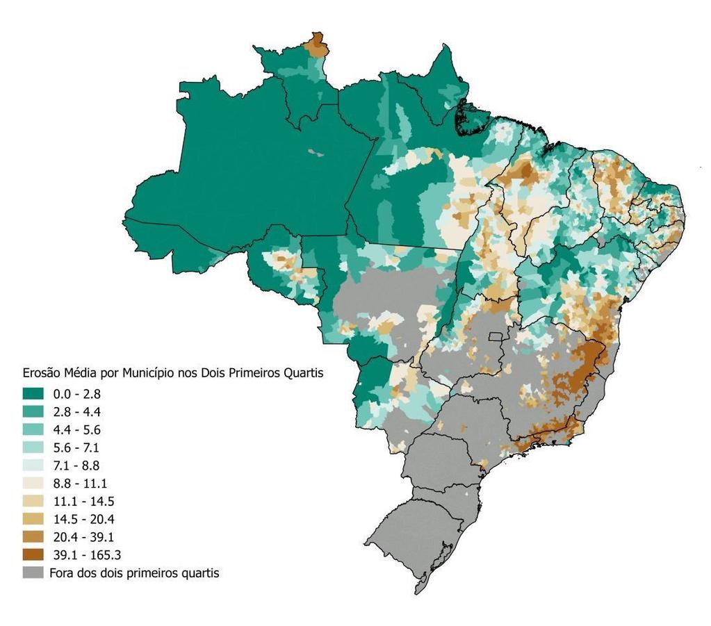 Reais (Acumulados) Bilhões IEI-18958 Mapa 62: Erosão média por município nos dois primeiros quartis Fonte: Elaboração própria.