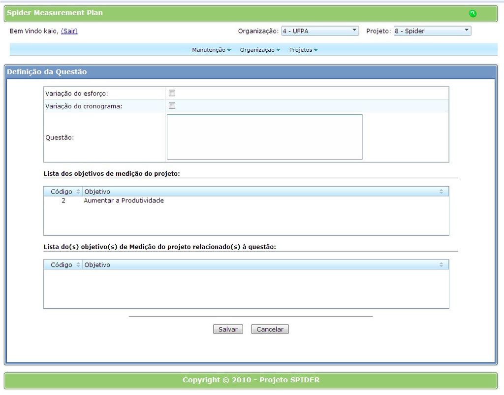 funcionalidade. 5.5.4. Definição da Medida Esta tela possui uma Tela CRUD, a qual lista as medidas registradas no sistema e permite ao usuário fazer operações básicas de definição.