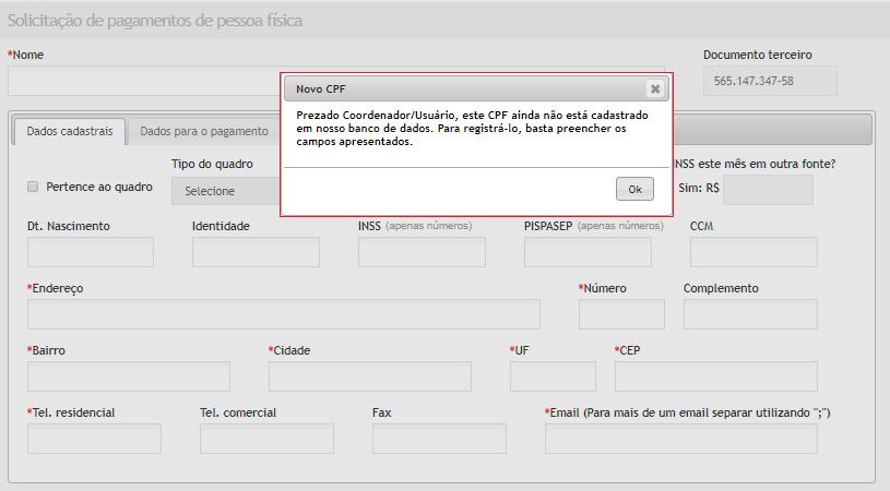 Importante: Ao cadastrar o beneficiário pela primeira vez, inserir na aba Adicionar Arquivos