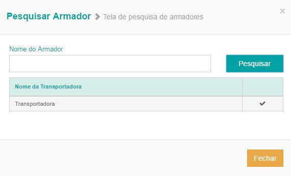 2.4.4. Instrução de embarque Insira a numeração da instrução de embarque na qual o contêiner está alocado. 2.4.5. Armador Insira o código ou nome do armador a ser coletado. 2.4.6.