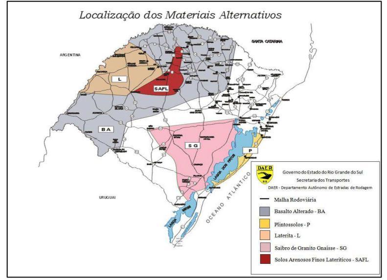 35 Figura 12 - Localização dos materiais alternativos no estado