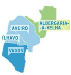 1.3 Área geográfica O Baixo Vouga II faz parte da Região Centro e integra quatro municípios do Distrito de Aveiro: Albergaria-a-Velha, Aveiro, Ílhavo e Vagos e trinta e sete freguesias, numa área