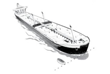 198. (UFMG) Um pequeno boe, que navega a uma velocidade de 2, m/s em relação à margem de um rio, é alcançado por um navio, de 5 m de comprimeno, que se move paralelamene a ele, no mesmo senido, como