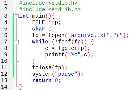 Final de arquivo: feof( ) Para saber se chegamos ao final do arquivo, usamos a função feof( ): int feof(file *fp); Função retorna 0 (zero) se final de arquivo não atingido; ou um valor não-nulo caso