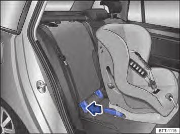 3 No banco do veículo: variantes de identificação dos pontos de ancoragem ISOFIX para cadeiras de criança.