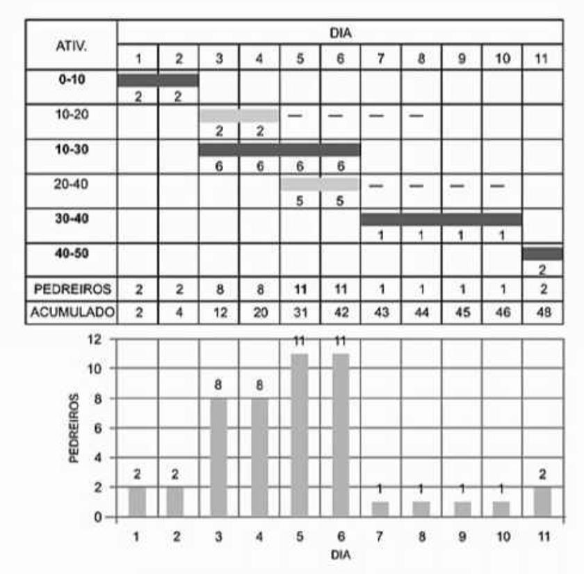 HISTOGRAMA GRÁFICO QUE MOSTRA DE FORMA ACESSÍVEL A DISTRIBUIÇÃO DE UM RECURSO AO LONGO DO TEMPO DE SUA UTILIZAÇÃO