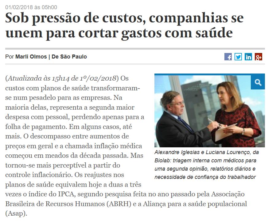 REAÇÃO AOS AUMENTOS DOS CUSTOS DA SAÚDE UNIÃO DE EMPRESAS