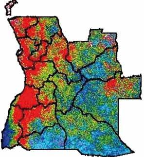 Fica claro pelo mapa comparativo que as províncias do sul, por exemplo, Cunene e Cuando Cubango, registaram crescimento da vegetação acima da média, e as províncias do Norte registaram um crescimento