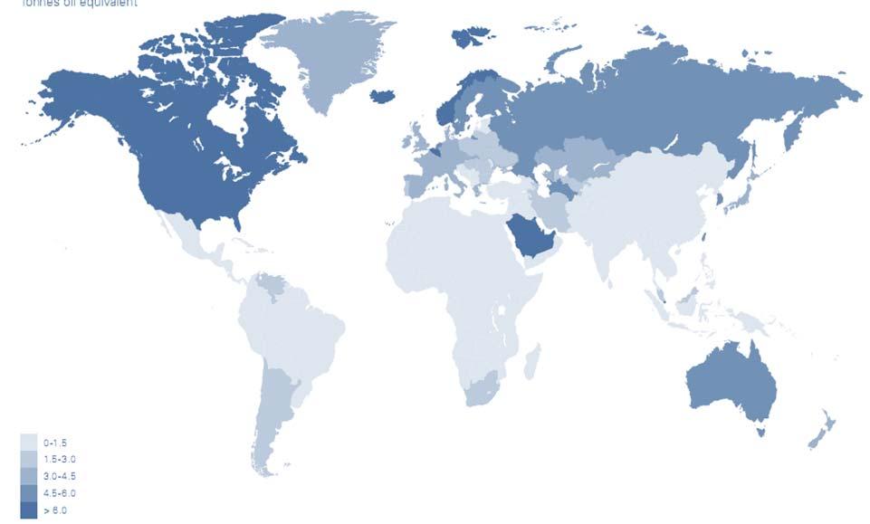 Consumo per capita de energia (2006)