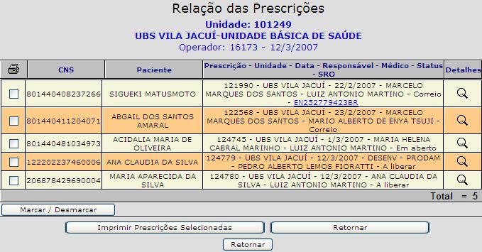 Podemos localizar várias prescrições pelo número: Até 15 prescrições em números não seqüenciais, separadas por ponto-e-vírgula (;), por exemplo: 52909; 52915; 52923 ; Ou um intervalo seqüencial de