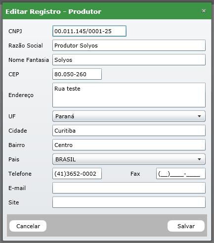 6.4. Produtor Como nos cadastros anteriores (despachantes e exportadores), ao acessar esta tela automaticamente serão listados os 20 últimos cadastrados no sistema. Tela de consulta de produtores.