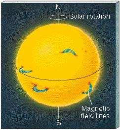 Manchas Solares: fotosfera MS: sempre em pares e o B associado a cada mancha tem polaridade oposta B forma loops
