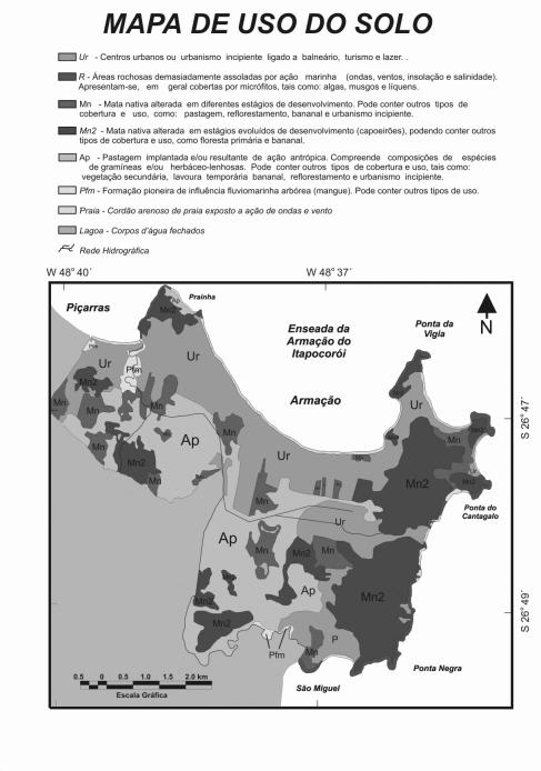 operadores, funções e dados espaciais, categorizados segundo o modelo de dados SPRING (Câmara et al. 1996). Figura 2. Mapa de uso e cobertura do solo do município de Penha (SC).