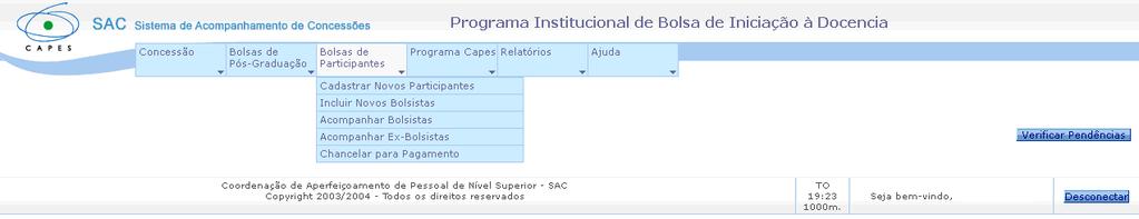 Cadastrar novos participantes Descrição: Opção utilizada para iniciar o cadastro de novos participantes do projeto no sistema.