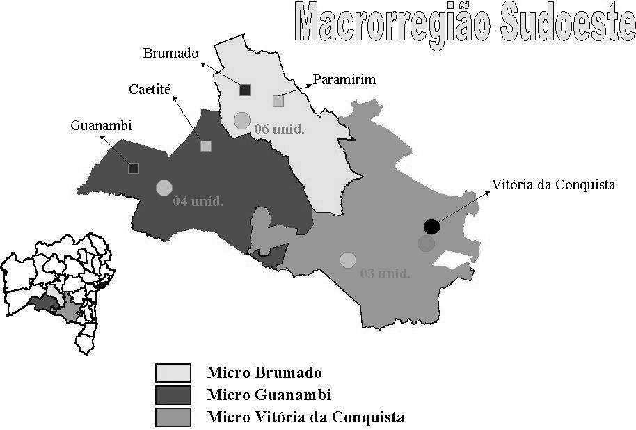 8 A região Sudoeste do Estado tem como centro sócio econômico os municípios de Vitória da Conquista e Guanambi.