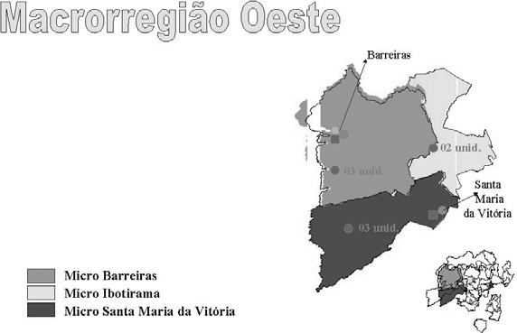 Regionais de Saúde: Boquira (23ª DIRES), Caetité (24ª DIRES), Brumado (19ª DIRES), Guanambi (30ª DIRES) e Vitória da Conquista (20ª DIRES).
