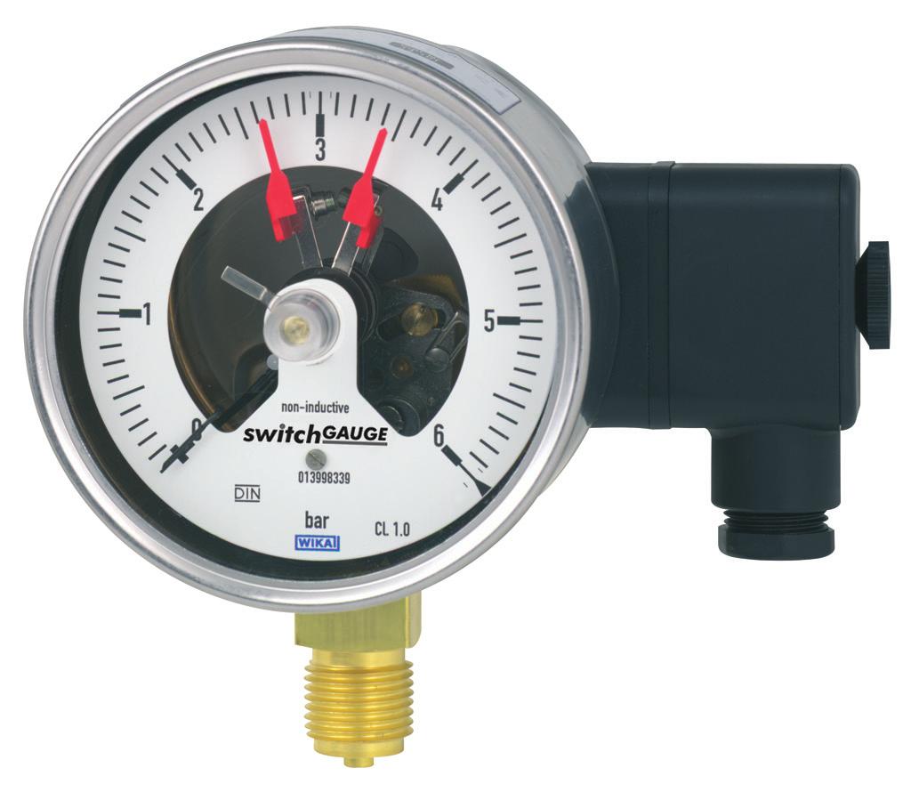 Medição mecatrônica de pressão Manômetro com tubo bourdon e contatos elétricos Caixa de aço inoxidável Modelo PGS21, DN 100 e 160 Folha de dados WIKA PV 22.