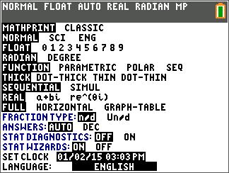 Configurar os modos da calculadora As definições dos modos controlam como a calculadora apresenta e interpreta: Respostas Elementos de listas e de matrizes Gráficos Definições do idioma Números