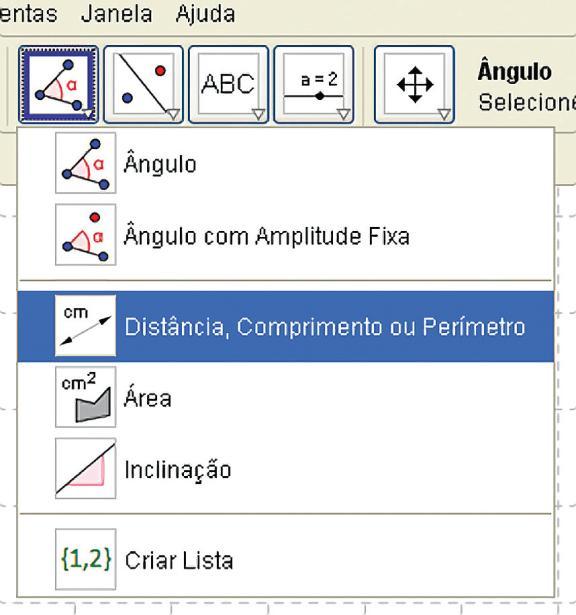 2. Com a opção Distância, Comprimento ou Perímetro marcada, para medir o segmento AB, você deve clicar apenas uma