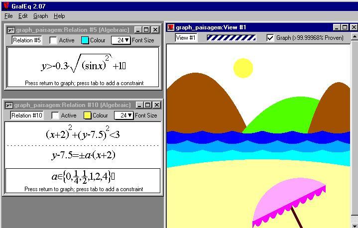 Interface do software Graphequation Competências trabalhadas no GraphEq: sistema de coordenadas cartesianas e polares mudanças de
