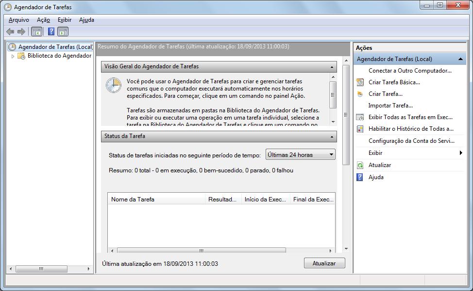 Configuração da agenda de execução automática do Finnet Fast Client no Windows 7 Para executar automaticamente a aplicação de transferência de arquivos, devemos realizar os seguintes passos de