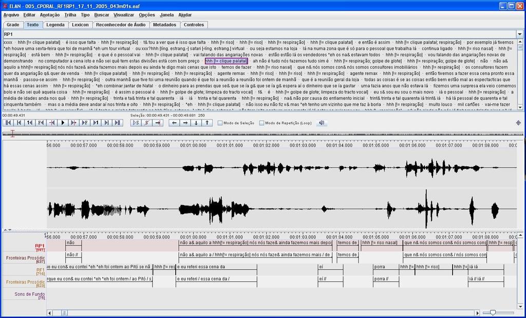 Este é então o aspeto final de um ficheiro de transcrição deste corpus: Fig.