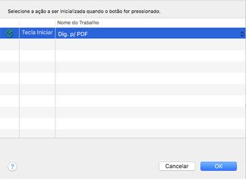 Mac: Selecione o trabalho que deseja designar ao botão iniciar a partir do menu suspenso. 6. Clique em OK.