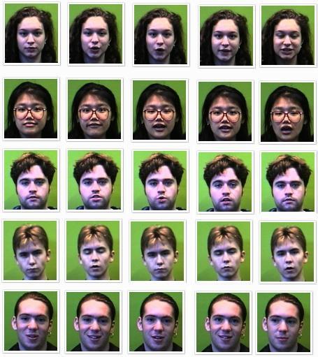 com o fundo no tom de verde com resolução de 180 x 200 pixels. A Figura 5.3 mostra imagens de faces de alguns indivíduos presentes nesse banco de faces [43]. Figura 5.3 Exemplo de imagens de faces presentes no banco de faces Face94 [43].