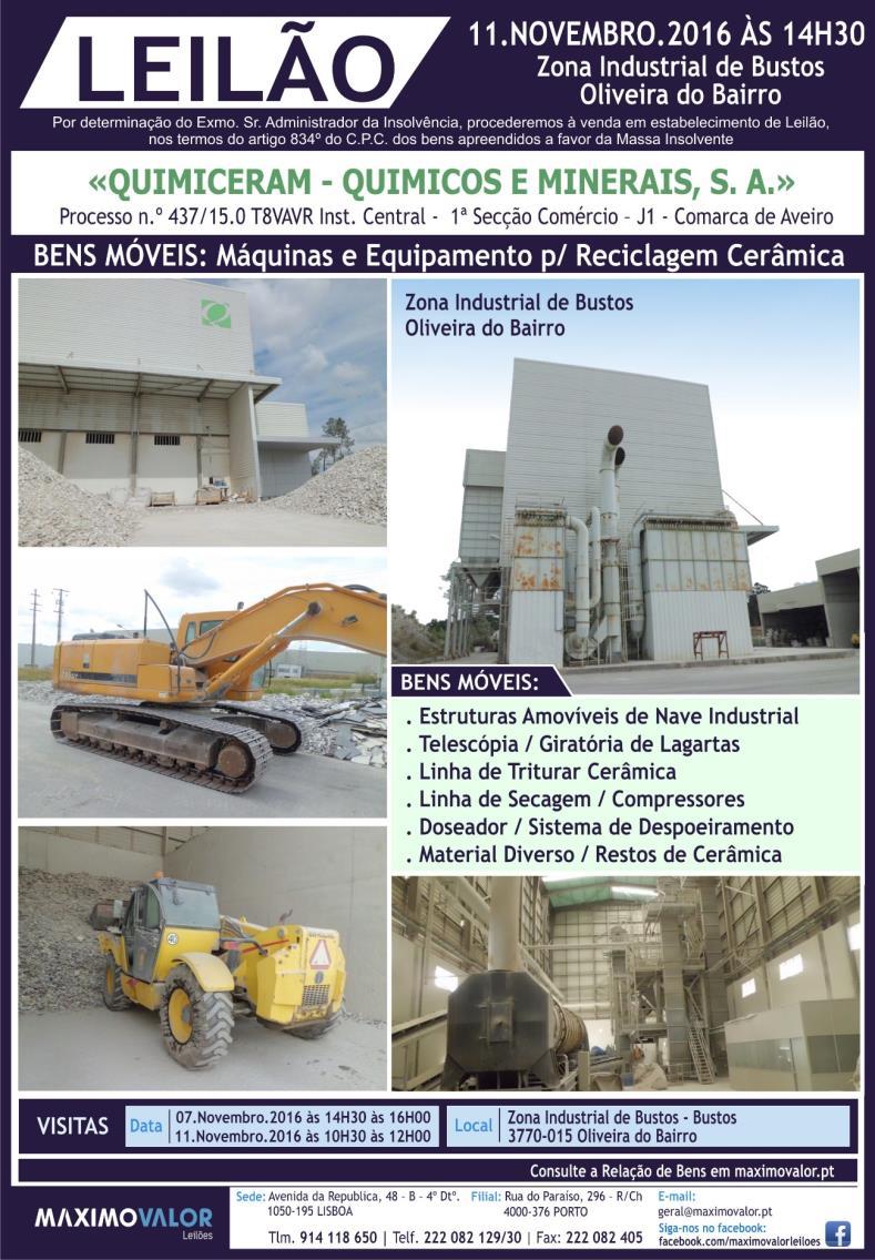 DOSSIER PARA EVENTO «QUIMICERAM - QUIMICOS E MINERAIS, S. A.» Processo n.º 437/15.0 T8VAVR - Inst.