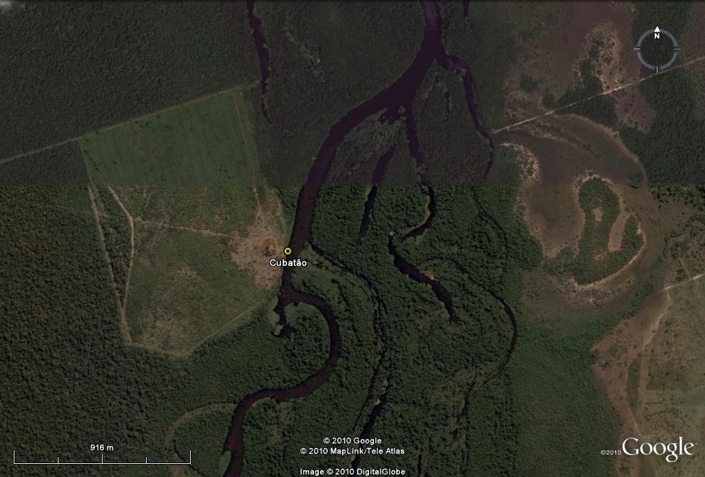 Sítio Cubatão Imagem de satélite do Google Earth mostrando a inserção do Sítio Cubatão em uma Planície Fluvial Restrita (A.
