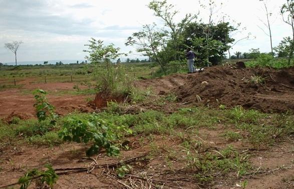 As evidências cerâmicas (raras) ocorriam nas porções periféricas menos perturbadas