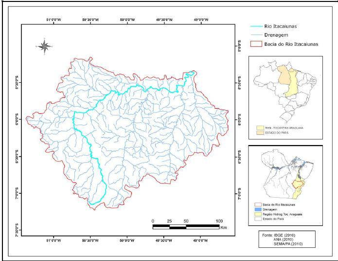 Figura 1 Bacia Hidrográfica do Rio Itacaiúnas. A bacia do Rio Itacaiúnas apresenta uma área de drenagem com cerca de 41.