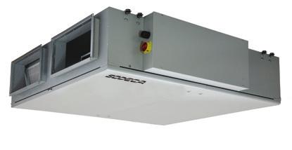 RIS P EKO Recuperadores de calor com placas de fluxo cruzado, controlo automático e motor EC, para condutas horizontais e instalação em teto falso Painel FLEX incluído em todos os modelos