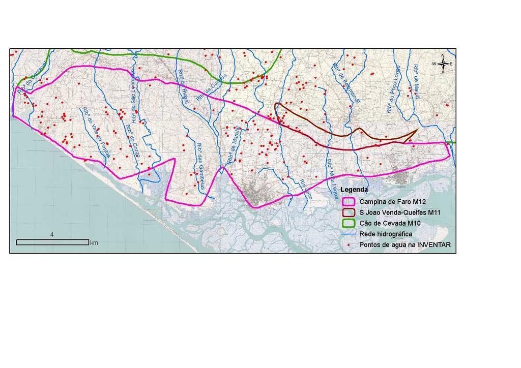 Figura 3.12 Localização dos pontos de água inventariados para a base de dados INVENTAR_Faro Figura 3.