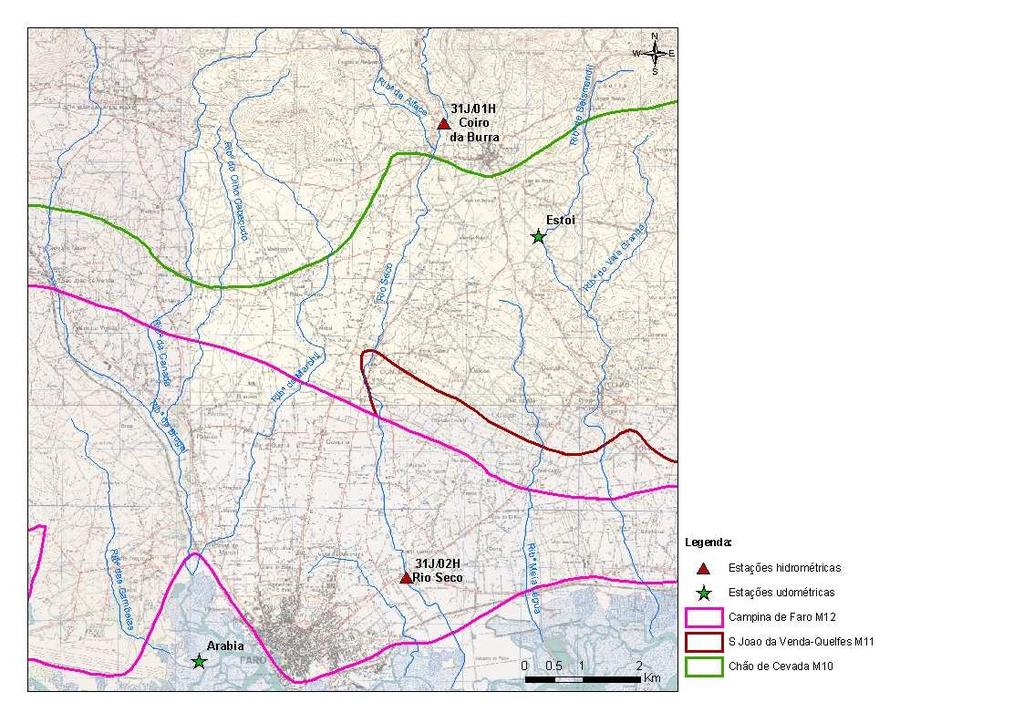 estação de Rio Seco o volume total escoado foi de 66,96 hm 3 (série 1 anos), tendo registado no ano de 21/22 um caudal máximo de 57 m 3 /s. Figura 3.