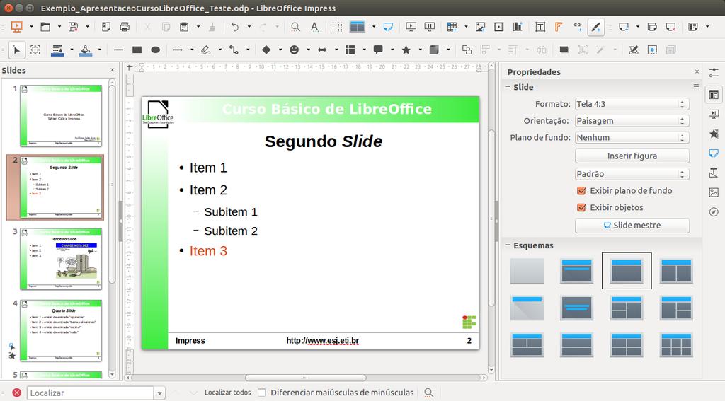 Veja como ficaram os slides Segundo Slide (Figura 118) e Explicação Item 3 (Figura 119). Aproveite e execute sua apresentação e veja como ela ficou.