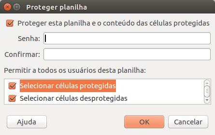 permissões: Selecionar células protegidas - quando marcado, este campo dá o direito dos usuários da