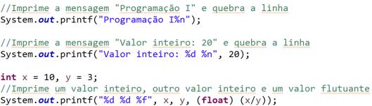 Saída formatada de dados Saída formatada de dados Exemplos: As informações de formatações opcionais, como um índice de