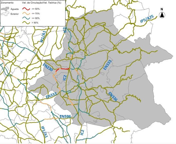 Figura 99 Degradação da velocidade de circulação HPT Fonte: TIS Modelo de tráfego Com base nas figuras anteriores, observa-se que, no geral, não se registam degradações muito significativas de