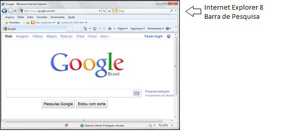 Informática MECANISMOS DE BUSCA Os principais sites utilizados como mecanismos de buscas atualmente são Google, Yahoo e Bing (Microsoft). A forma de pesquisar varia de navegador para navegador.