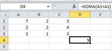 =SOMA(A1) =SOMA(A1+A2)