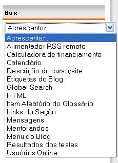 8.4 - Box Quando o curso está no modo de edição é habilitado na coluna direita do curso o bloco Box.